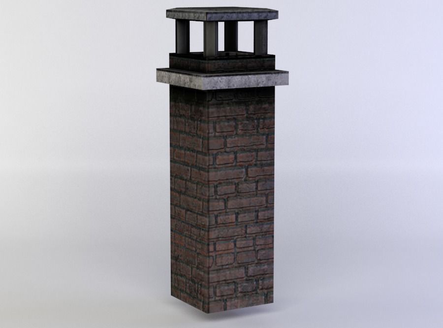 Chimney brick Low-poly 3D model_2