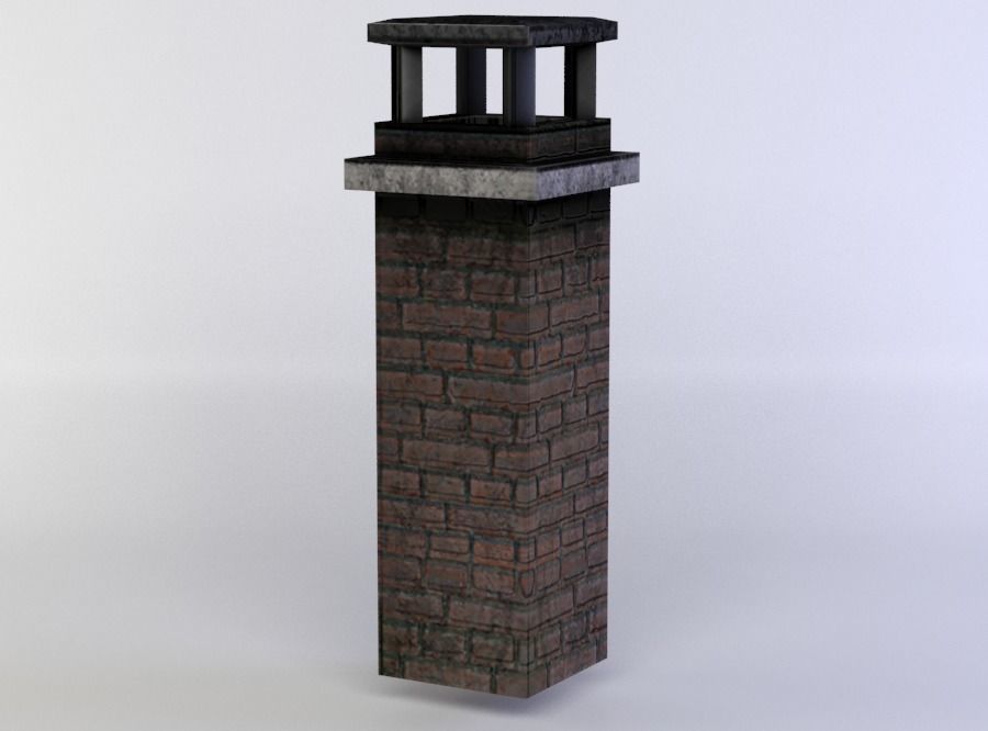 Chimney brick Low-poly 3D model_1