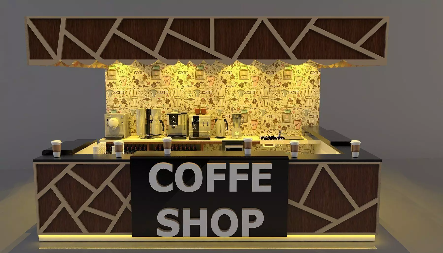 cafe shop 3D model_0