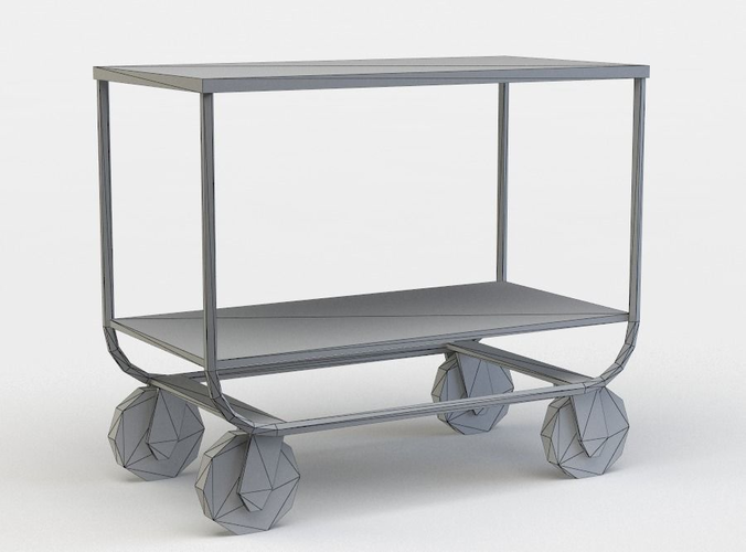 Trolley wooden table on wheels