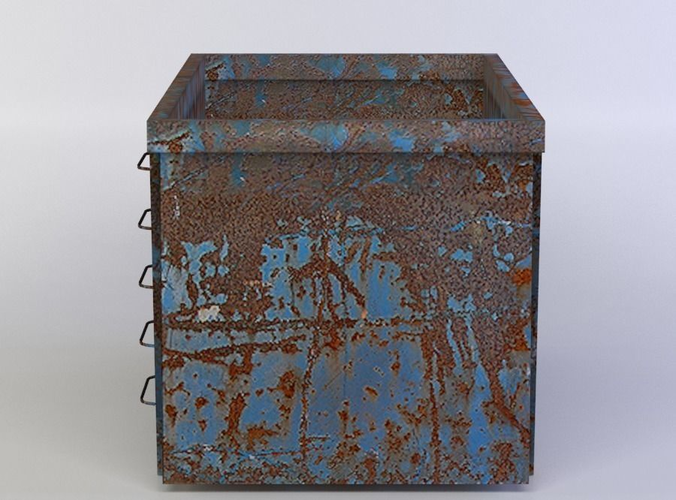 Container rusty metal box - rusty metal box Low-poly 3D model