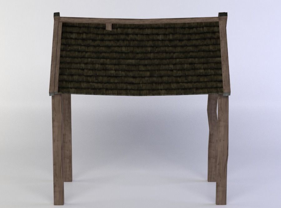 Wooden roof Low-poly 3D model_0