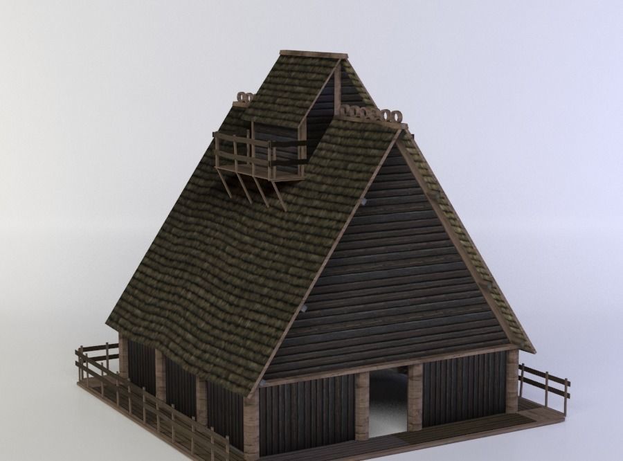 Wooden house Low-poly 3D model_2