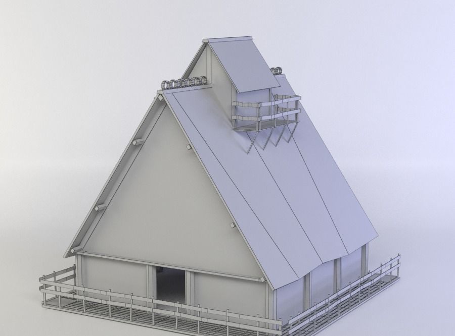 Wooden house Low-poly 3D model_4