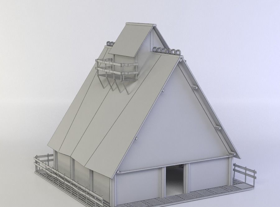 Wooden house Low-poly 3D model_5
