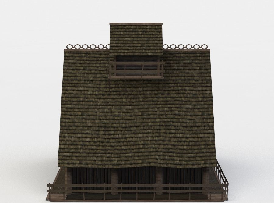 Wooden house Low-poly 3D model_6