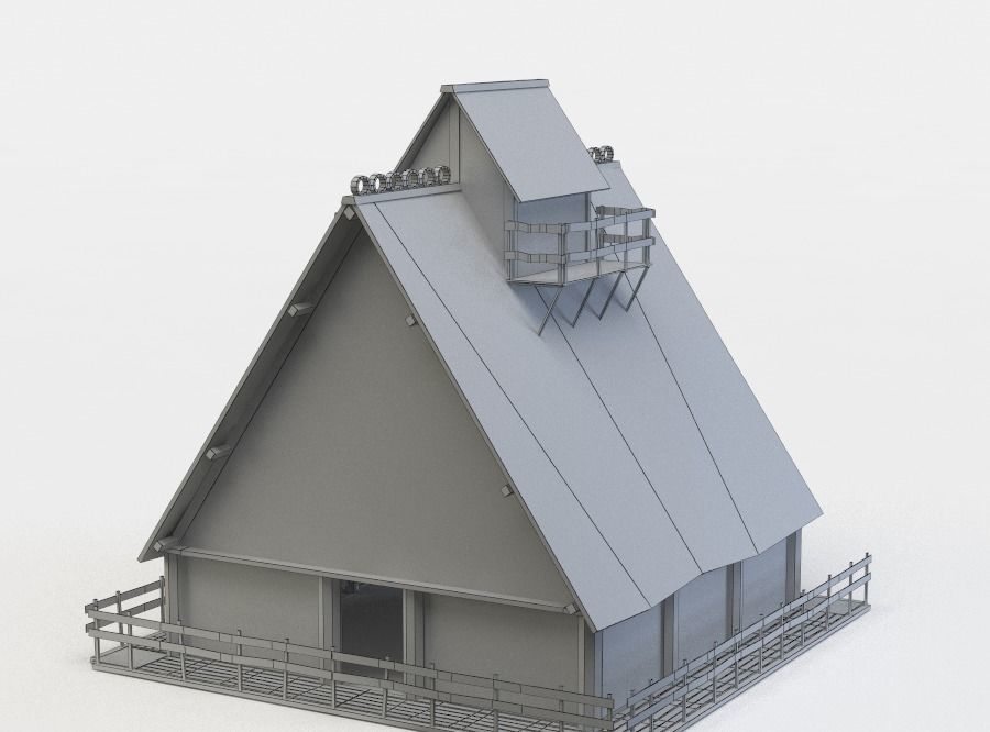 Wooden house Low-poly 3D model_10