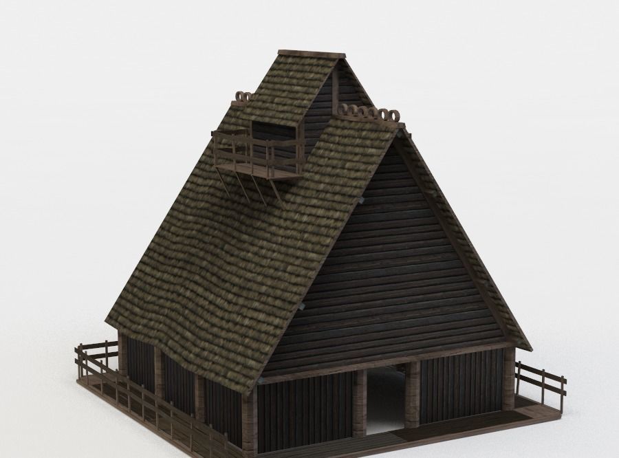 Wooden house Low-poly 3D model_8