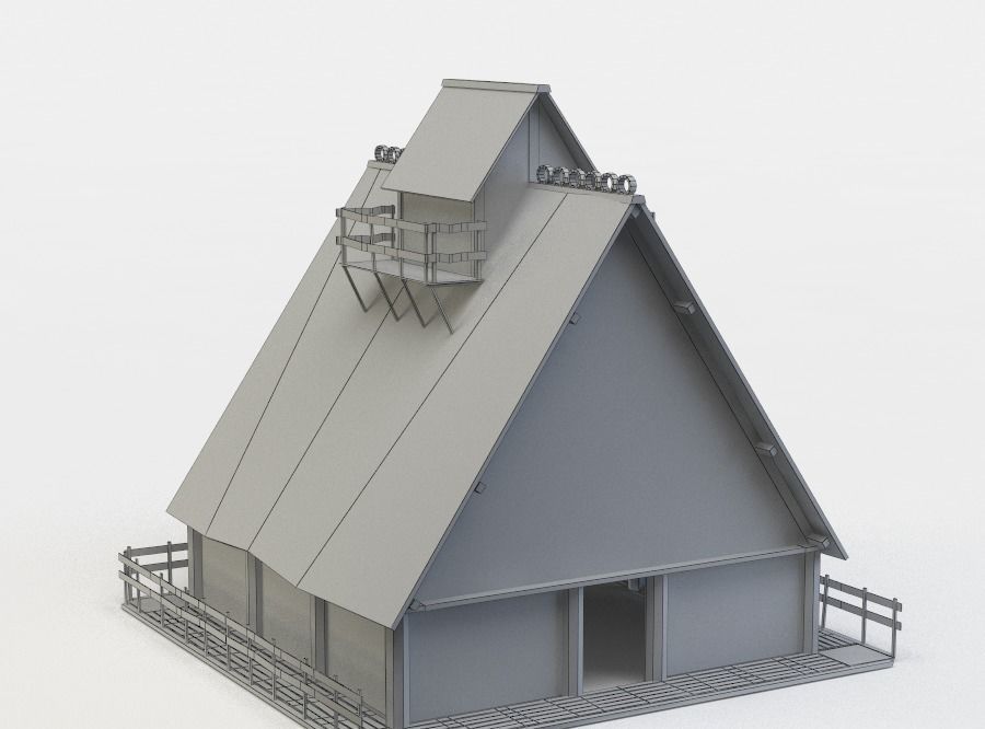 Wooden house Low-poly 3D model_11