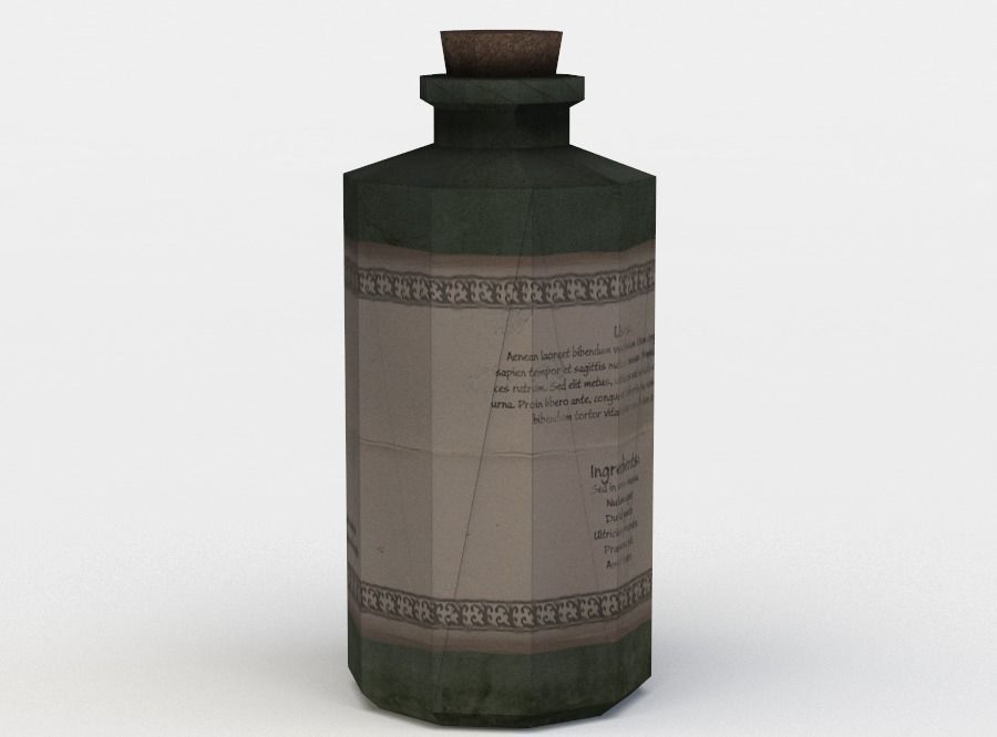 Green glass potion Low-poly 3D model_1