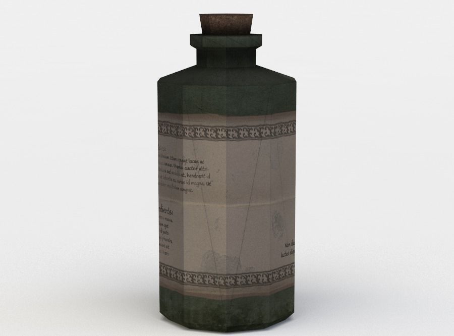 Green glass potion Low-poly 3D model_2