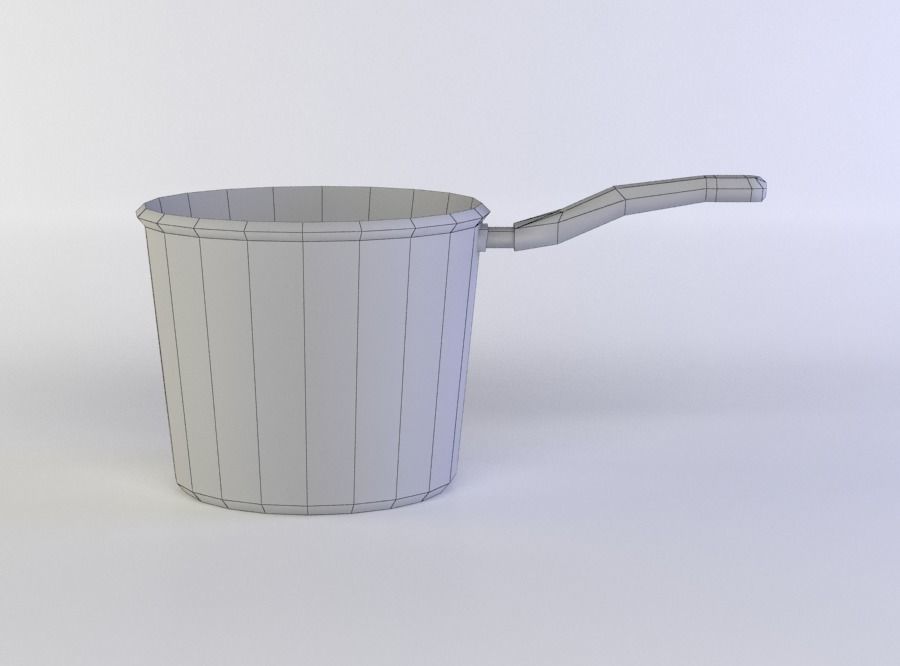 Cooking pot Low-poly 3D model_3