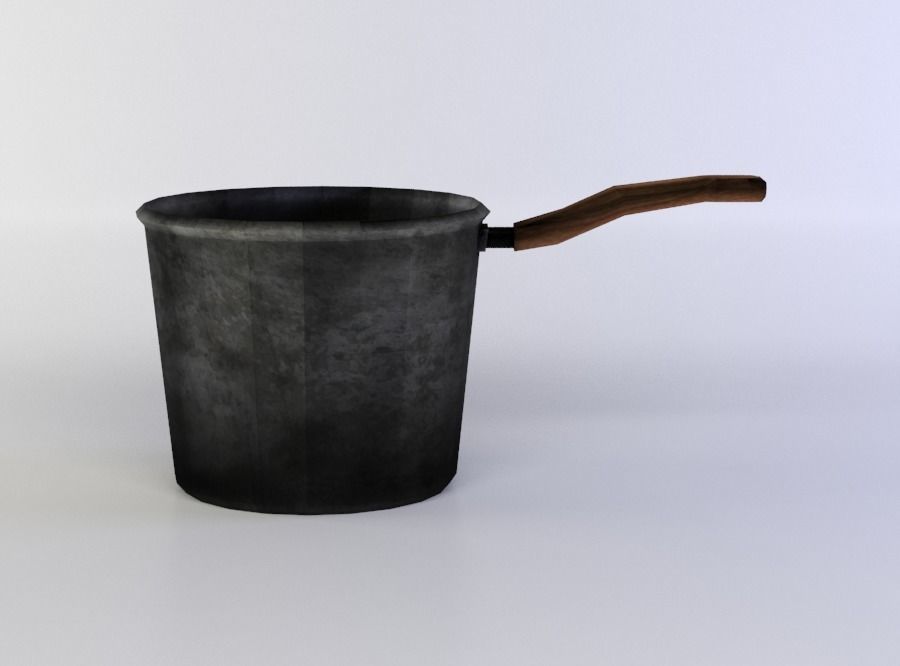 Cooking pot Low-poly 3D model_0