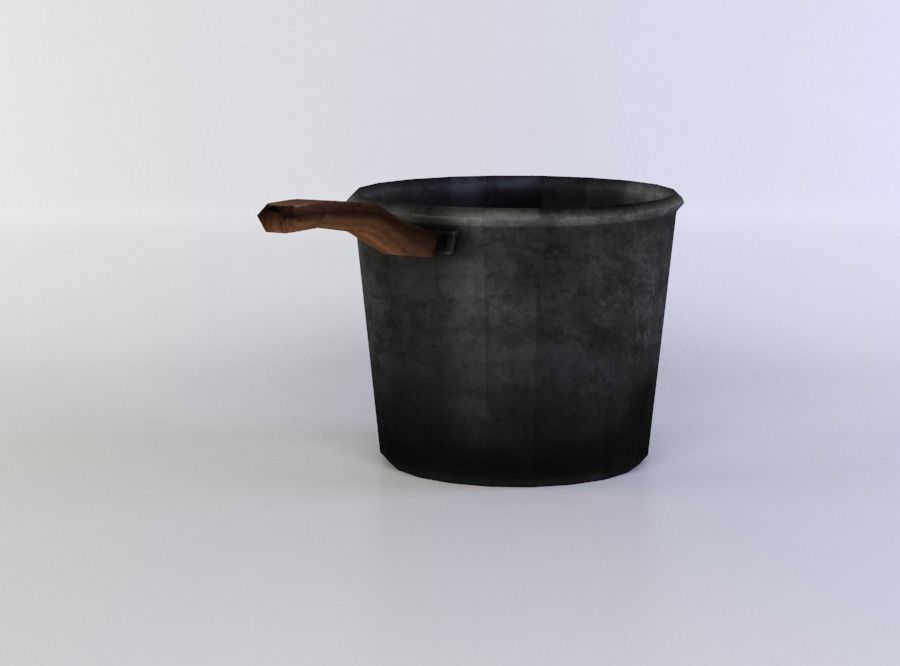 Cooking pot Low-poly 3D model_1