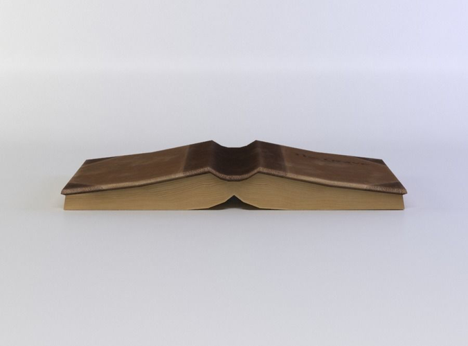 Brown open down book Low-poly 3D model