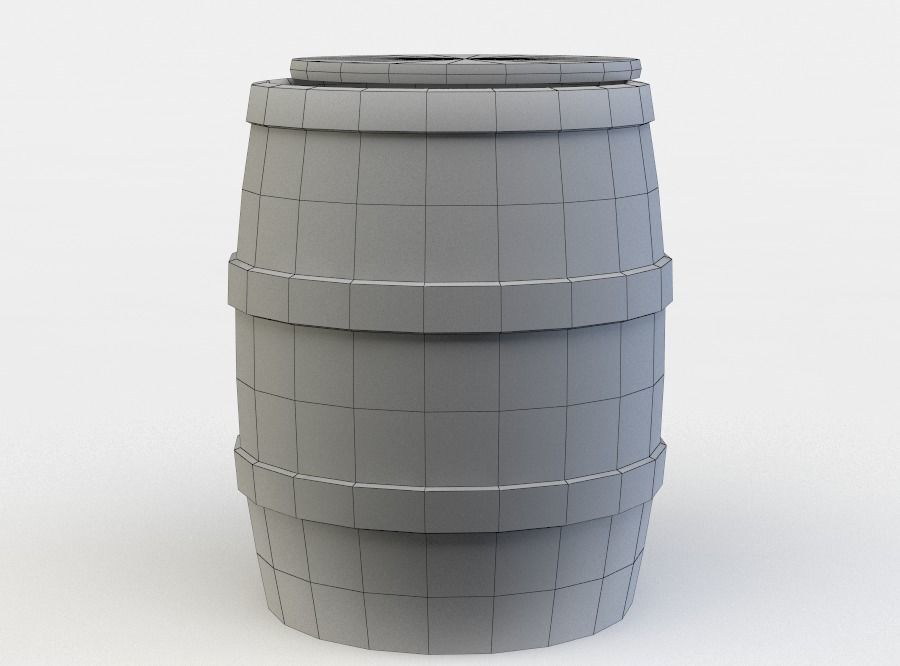 Open barrel Low-poly 3D model_5