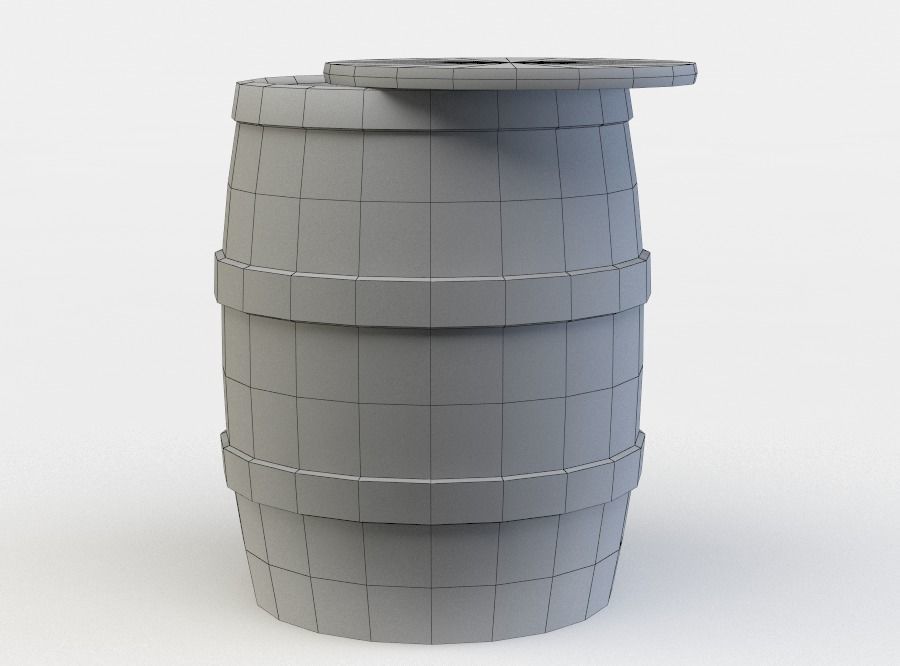 Open barrel Low-poly 3D model_3