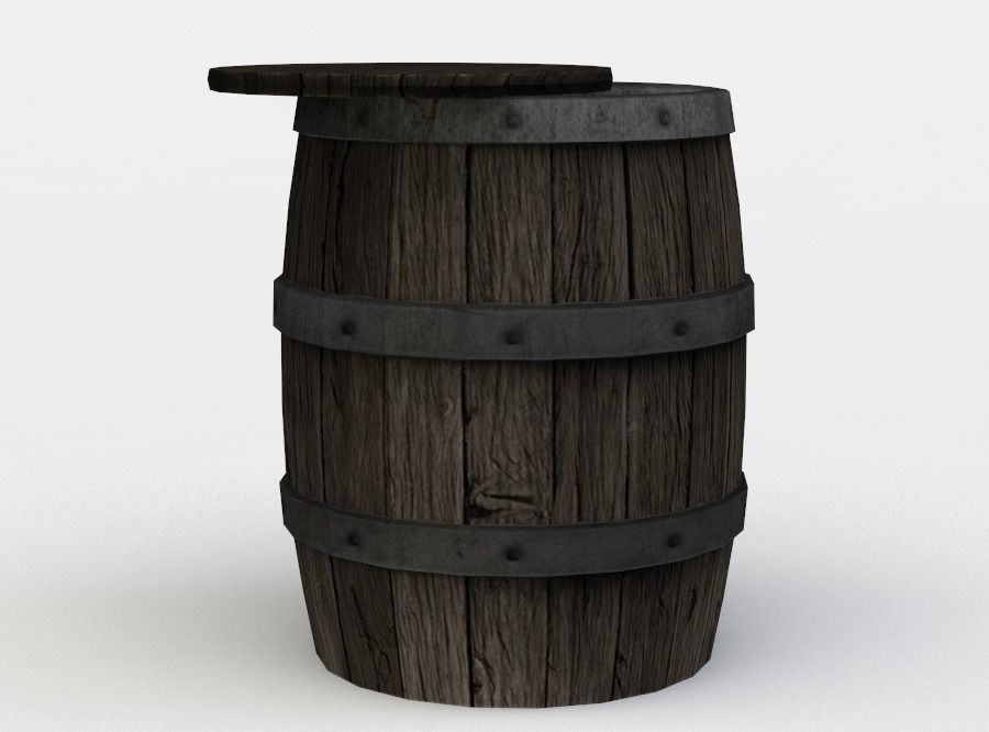 Open barrel Low-poly 3D model_1