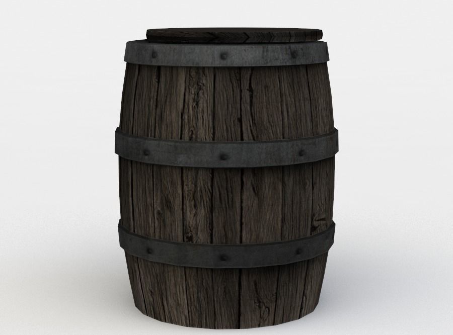Open barrel Low-poly 3D model_2