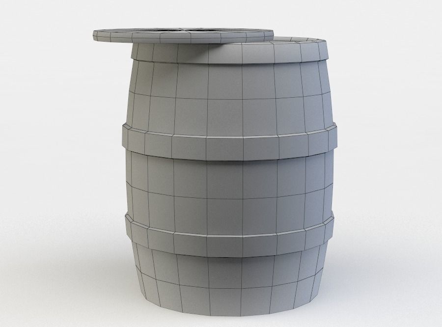 Open barrel Low-poly 3D model_4