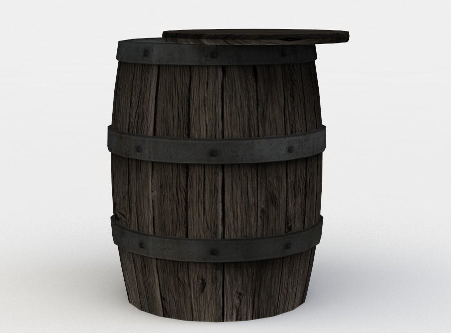 Open barrel Low-poly 3D model_0