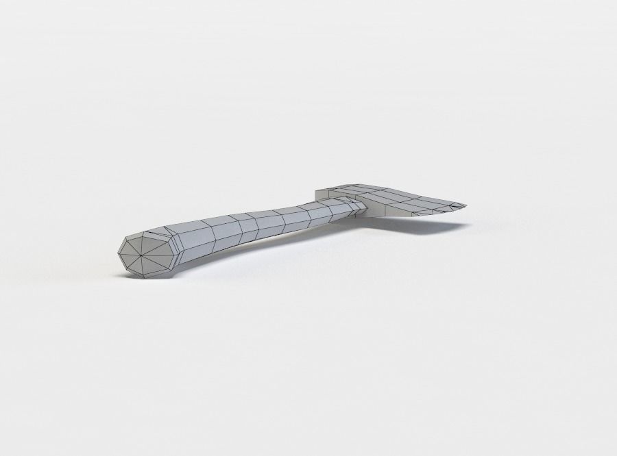 Wooden axe Low-poly 3D model_4