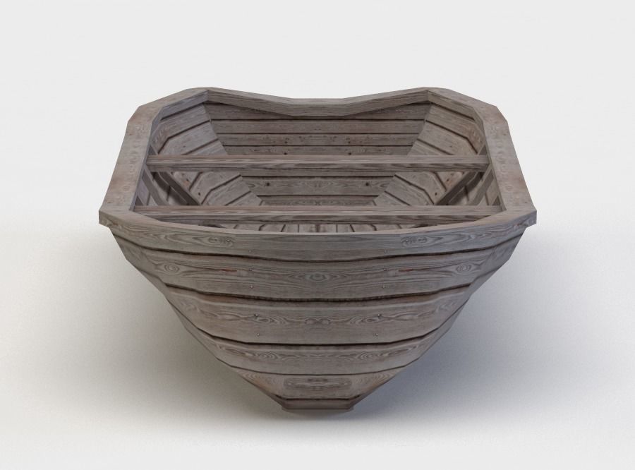 Wooden boat Low-poly 3D model