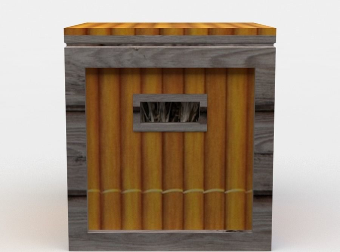 Wooden box Low-poly 3D model