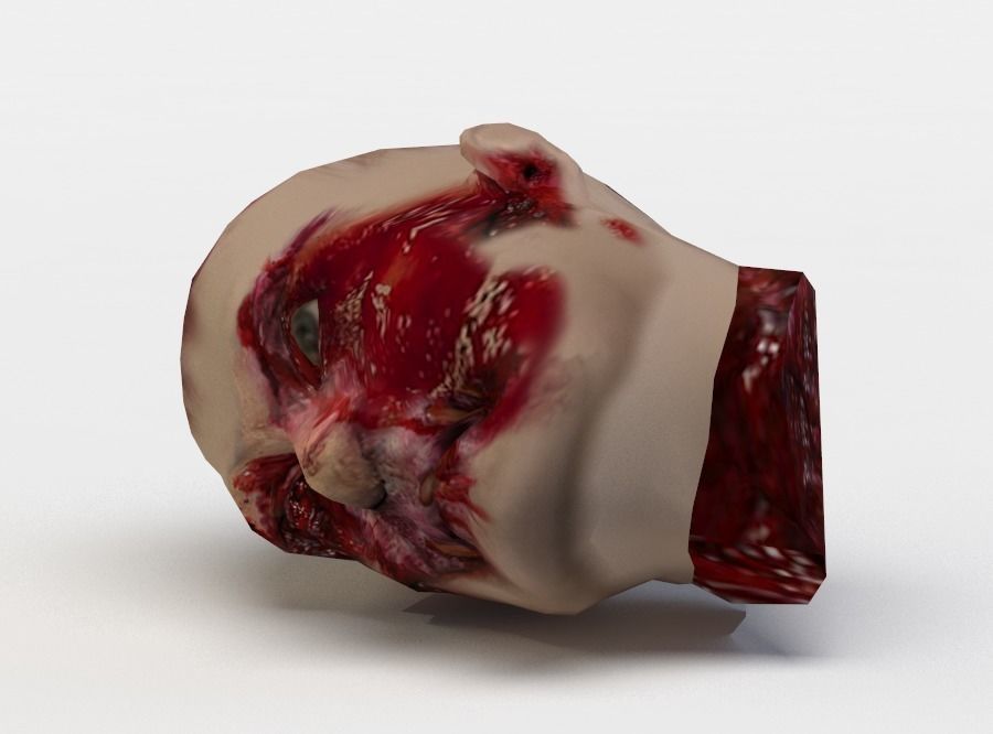 Zombie head Low-poly 3D model_0