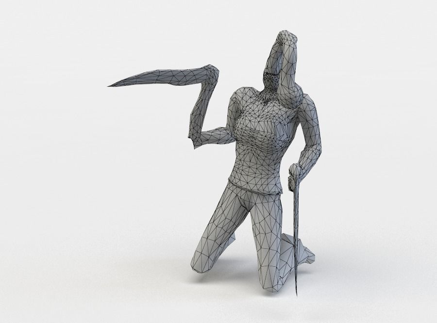 Zombie pose 1 Low-poly 3D model_3