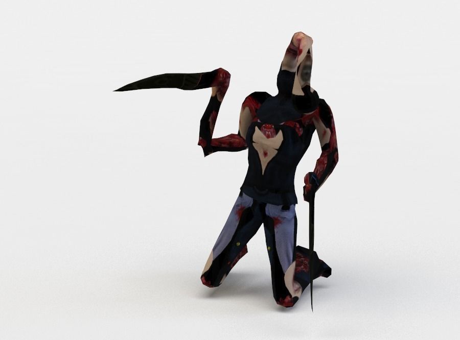 Zombie pose 1 Low-poly 3D model_0