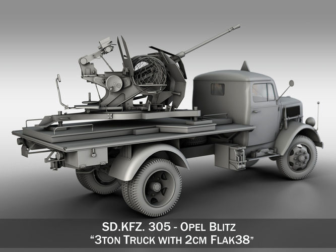 Opel Blitz with 2cm Flak 38 3D model