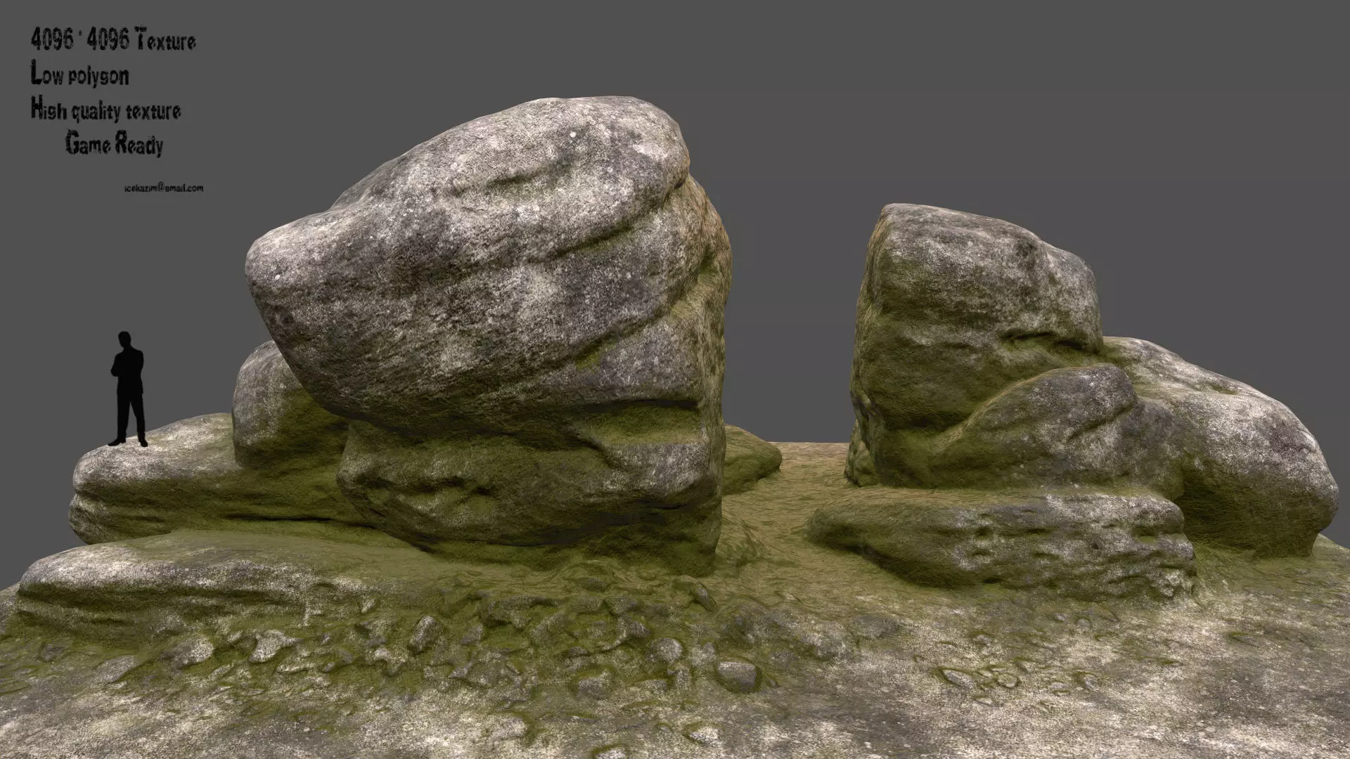 mossy rocks 2 Low-poly 3D model_0