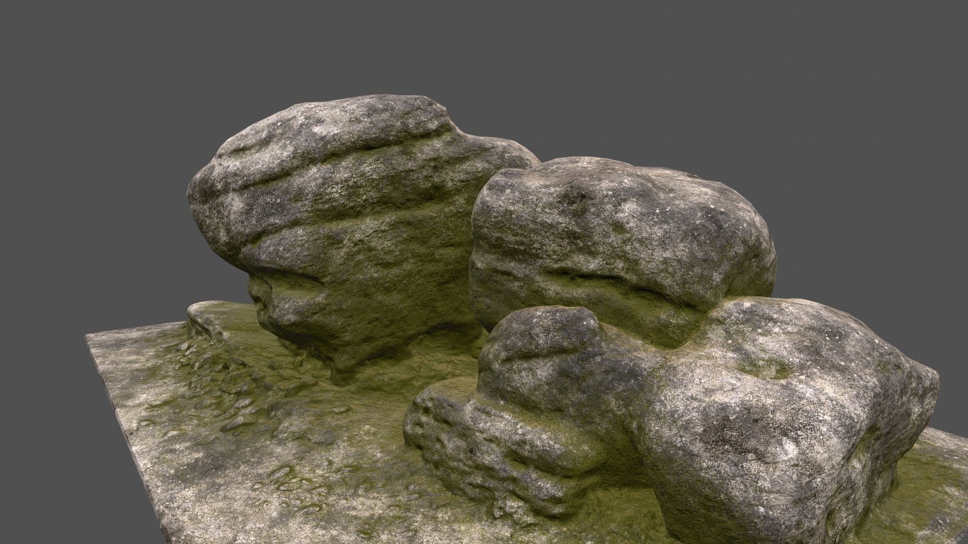 mossy rocks 2 Low-poly 3D model_4