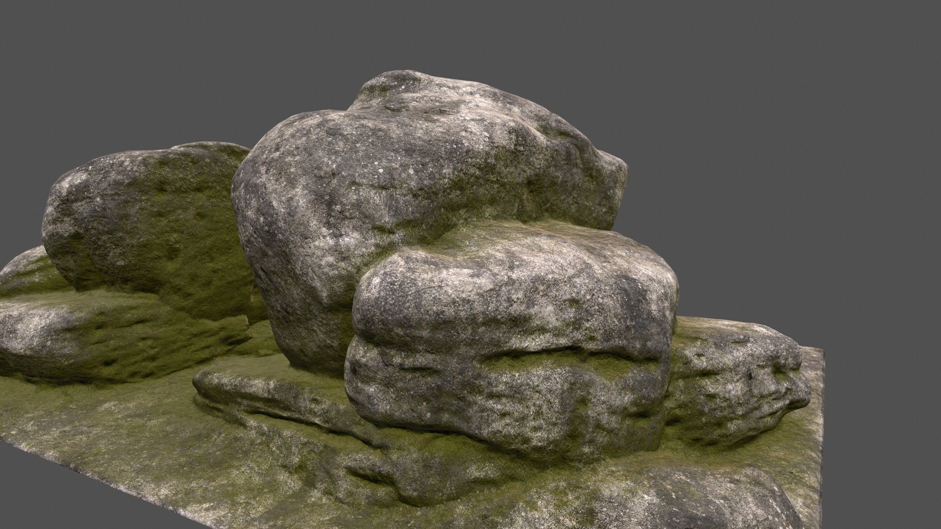 mossy rocks 2 Low-poly 3D model_2