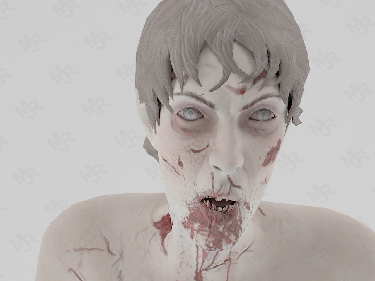 Male Zombie1 Animations Pack Low-poly 3D model_16