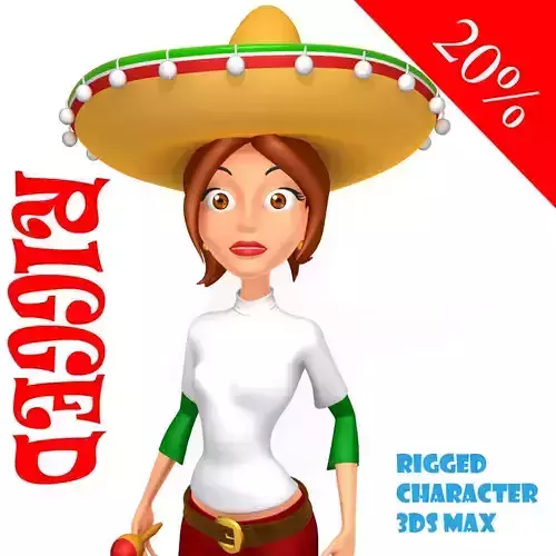 Mexican woman cartoon rigged