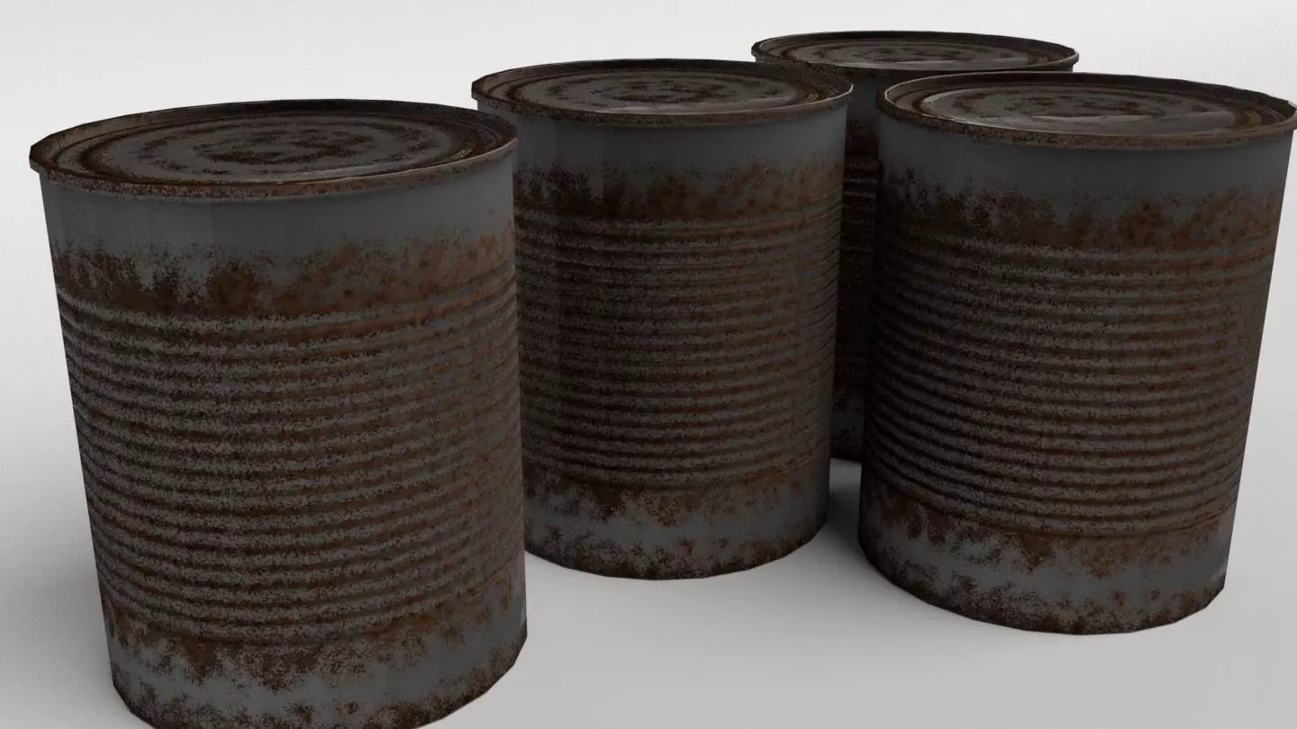 Rusty Tin Can - Low Poly PBR Low-poly 3D model_0