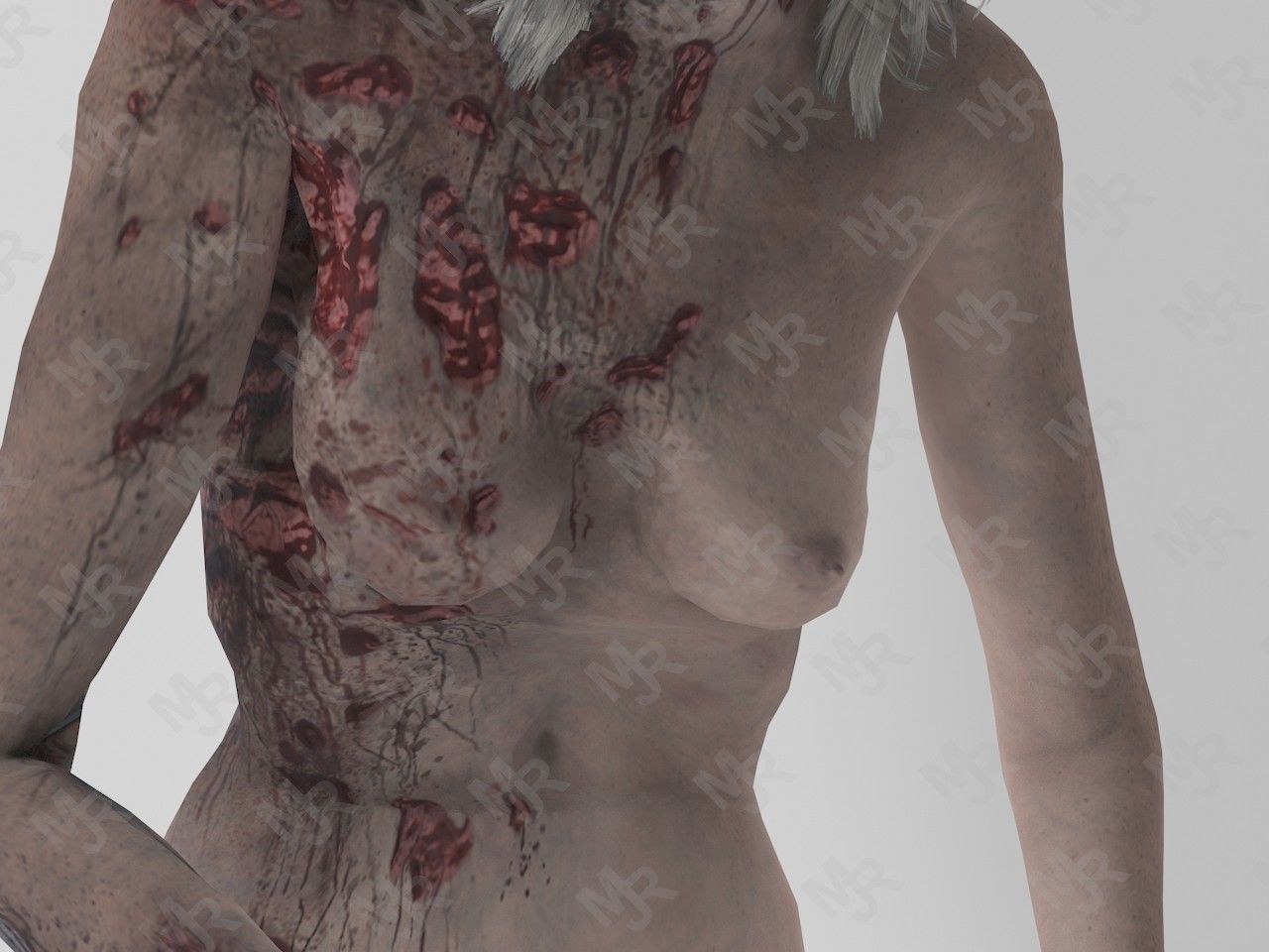 Female Zombie1 Animations Pack Low-poly 3D model_15