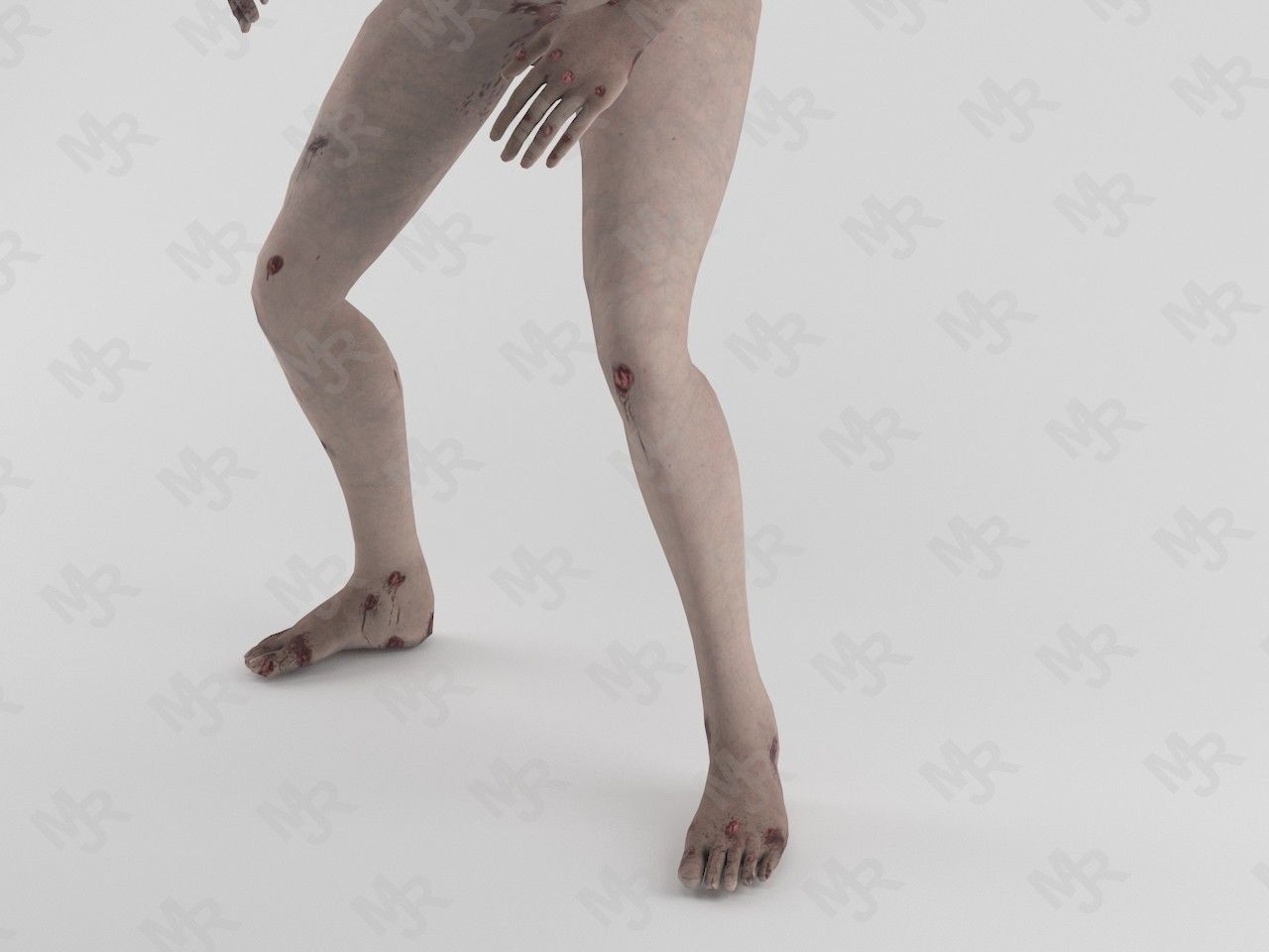 Female Zombie1 Animations Pack Low-poly 3D model_16