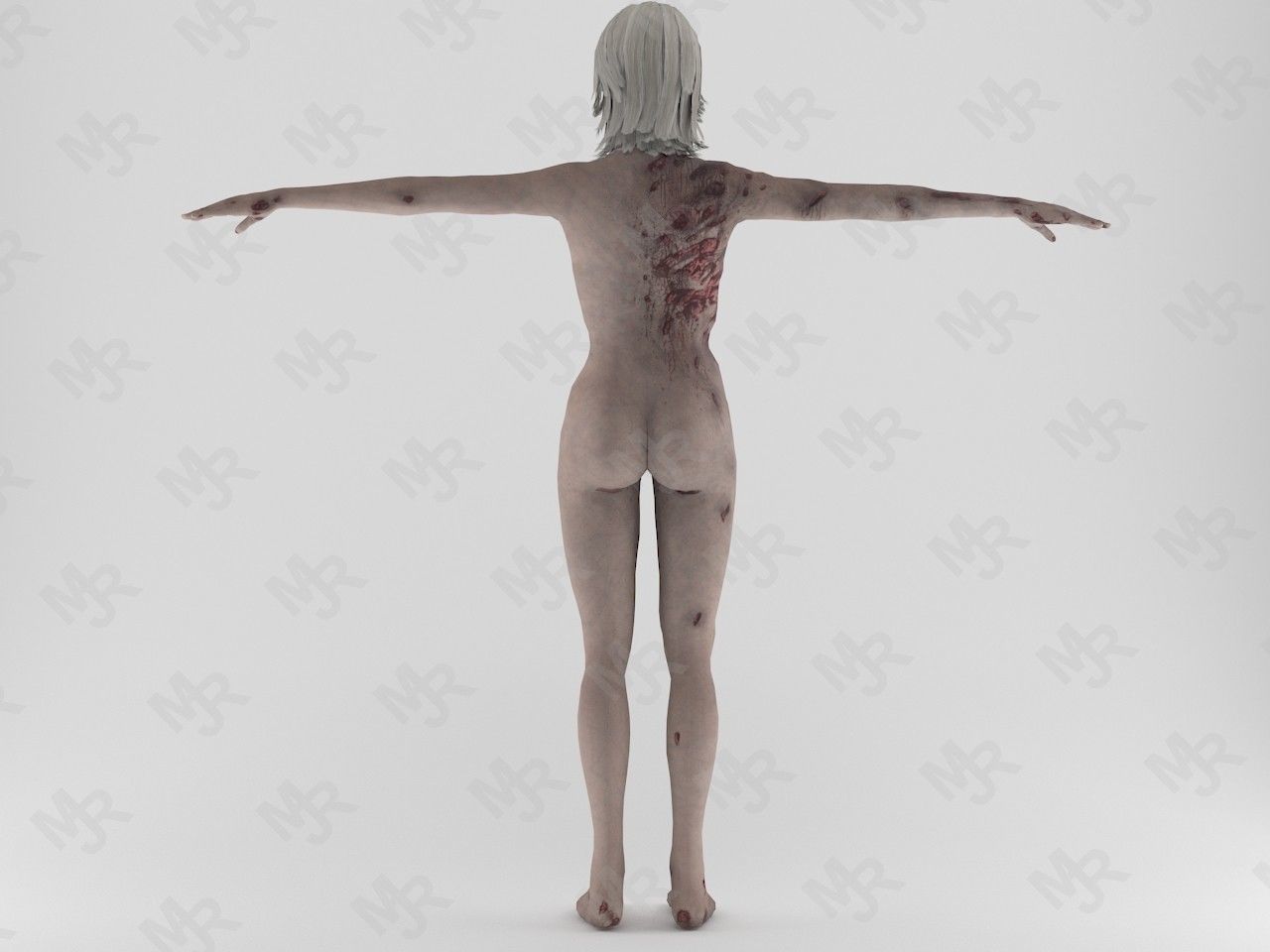 Female Zombie1 Animations Pack Low-poly 3D model_4