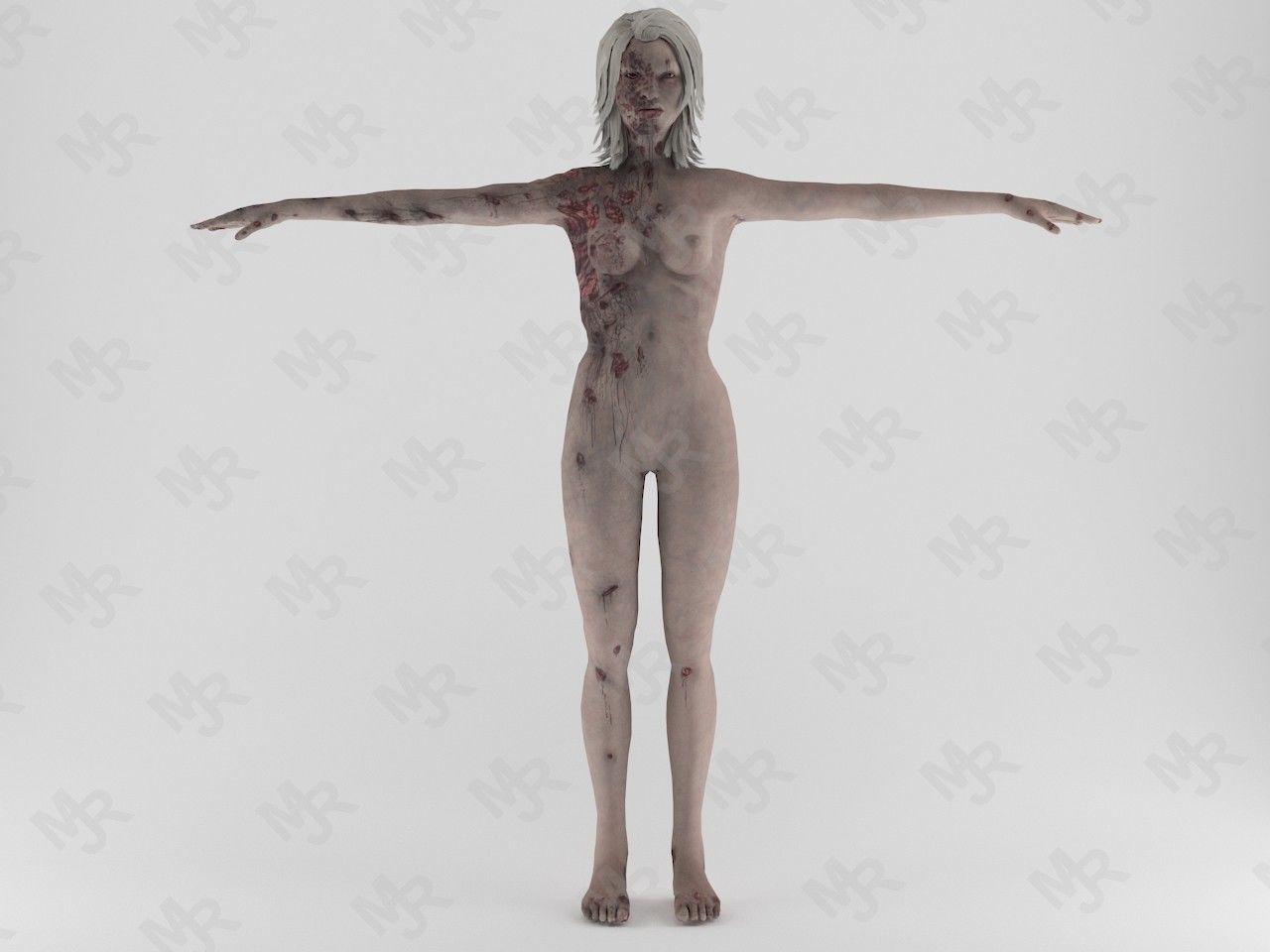 Female Zombie1 Animations Pack Low-poly 3D model_3