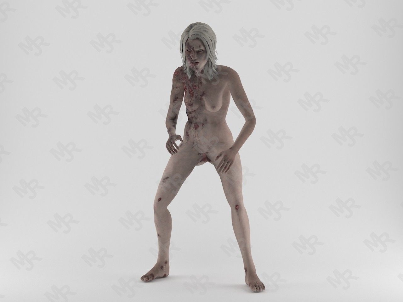 Female Zombie1 Animations Pack Low-poly 3D model_17