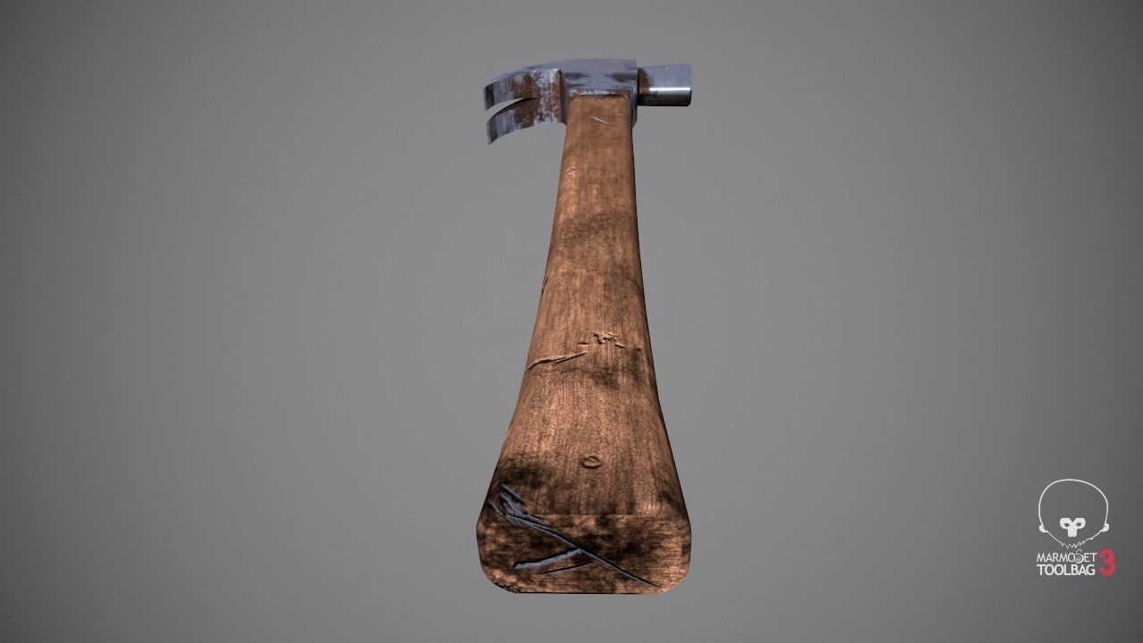 Hammer - LowPoly wooden Low-poly 3D model_4