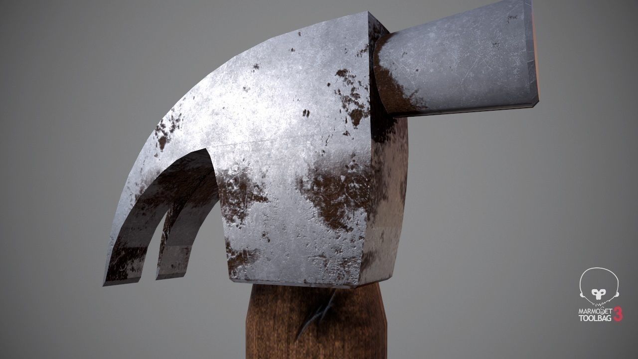 Hammer - LowPoly wooden Low-poly 3D model_1