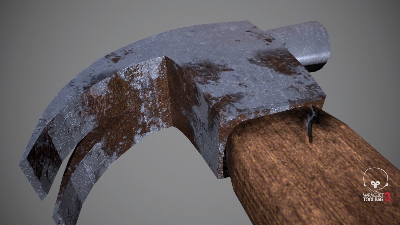 Hammer - LowPoly wooden Low-poly 3D model_3