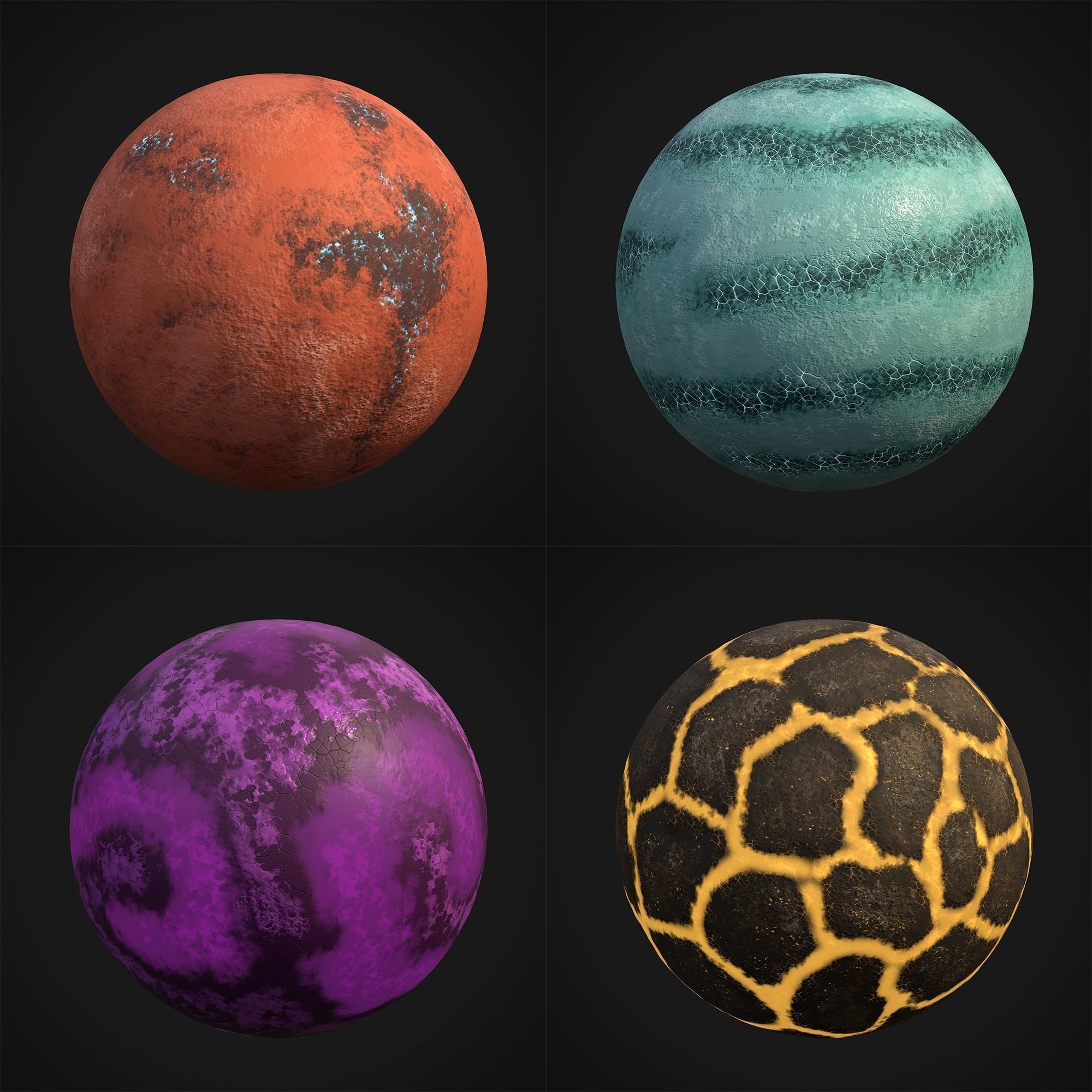 Stylized Planets 01 Low-poly 3D model_0