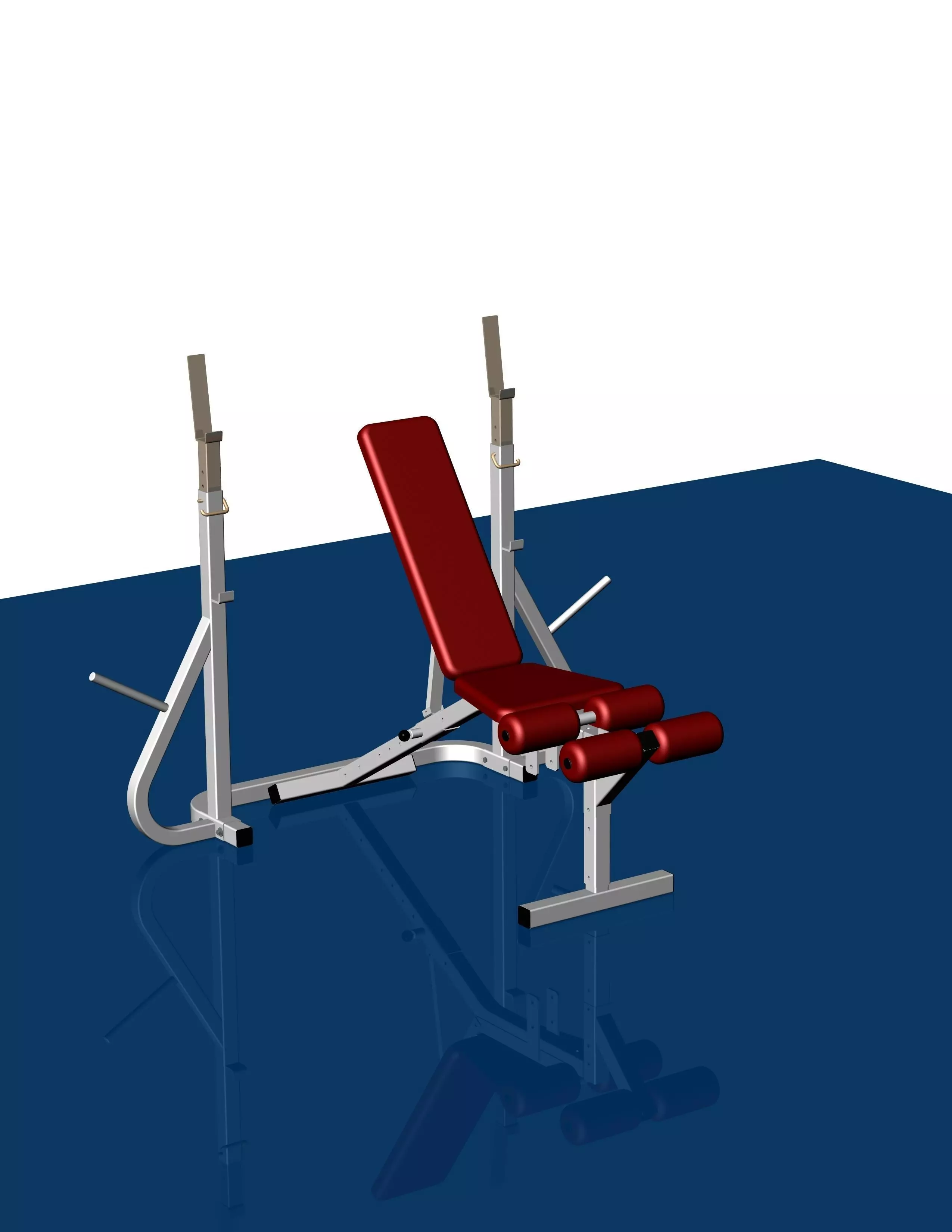 Incline-decline bench with barbell stand 3D model