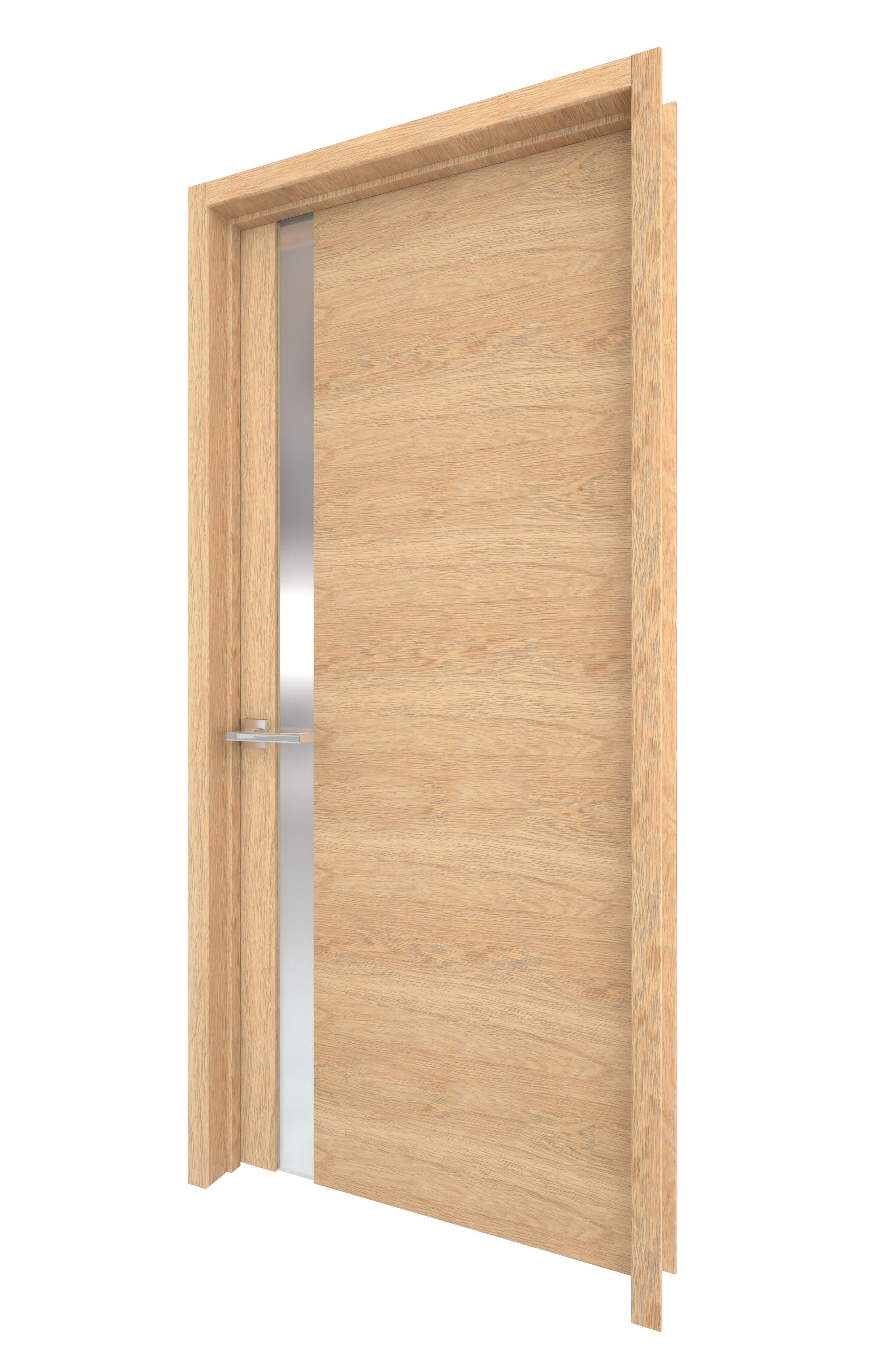 Door-018 modern door with wooden frame and stainless steel ha... 3D model_2