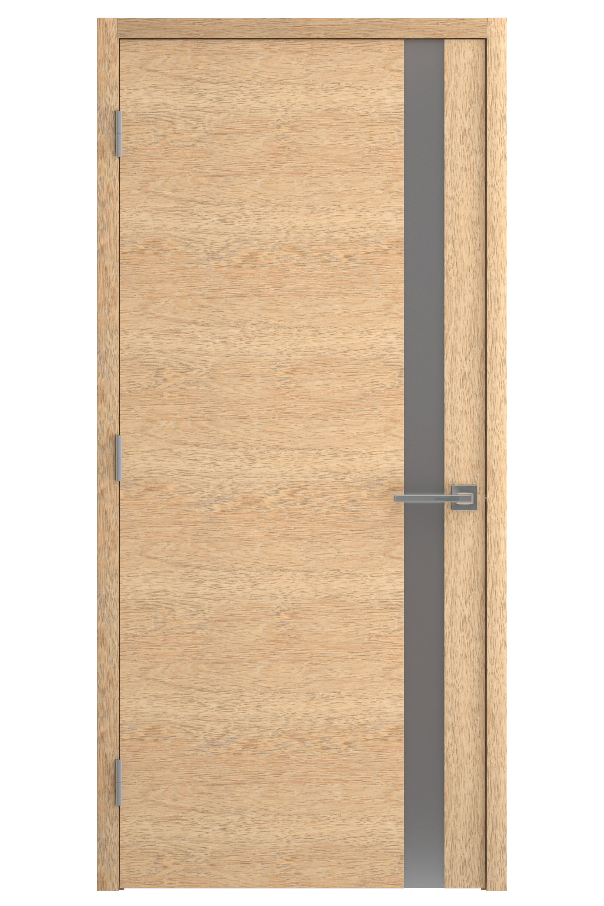 Door-018 modern door with wooden frame and stainless steel ha... 3D model_1